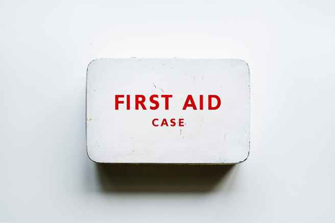 first aid case on wall